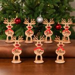 Personalized Red Nose Bow Reindeer Wooden Standing Table Ornament with Name Home Holiday Party Decor Christmas Gift for Family Kids