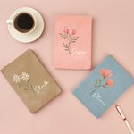 Personalized Watercolour Birth Flower A5 Leather Lined Journal Notebook with Name Stationery Supplies Birthday Gift for Family Friend