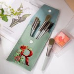 Estuche de brochas de maquillaje personalizado con nombre y 8 brochas de maquillaje en 3D con acebo e iniciales florales Regalo de Navidad para mujer