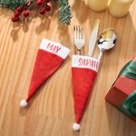 Personalised Santa Hat Table Cutlery Holder Name Place Setting Christmas Dinner Decor Party Supplies Favors for Family Friend