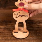 Gepersonaliseerde Houten Rode Neus Rendier Kerst Tafeldecoratie met Naam Feest Decoratie voor Thuis Kerstcadeau voor Familie en Kinderen