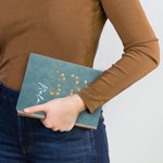 Personalized Watercolour Birth Flower A5 Leather Lined Journal Notebook with Name Stationery Supplies Birthday Gift for Family Friend