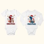 Personalisierte My 1st Christmas niedlichen Cartoon-Charakter 100% Baumwolle Baby Bodysuit mit Namen Weihnachten Baby Dusche Geschenk für Baby Jungen 