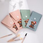 Sac de maquillage de voyage portable en cuir de vache avec 8 brosses de maquillage Cadeau d'anniversaire de Noël pour les femmes