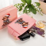 Sac de maquillage en cuir de vache Highland avec nom Cadeau d'anniversaire de Noël pour les femmes Highland Cow Lovers