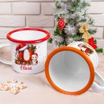 Tasse en émail avec nom personnalisée Holly Initial Santa Hat 12oz Cadeau de Noël pour Garçons Filles
