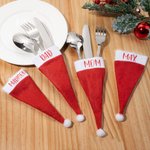 Personalised Santa Hat Table Cutlery Holder Name Place Setting Christmas Dinner Decor Party Supplies Favors for Family Friend