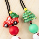 Personalized Christmas Snowman Santa Claus Glitter Name Bead Lanyard with Key Ring Christmas Appreciation  Gift for Teacher