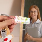 Porte-nom acrylique pailleté personnalisé Porte-clés Sac à dos Accessoires Rentrée des classes Cadeau d'anniversaire pour enfant Ami