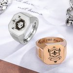 Personalisierter Wappen-Ring mit Familie Uni Logo und Text Gravur Geburtstag Vatertag Abschluss Siegelring Geschenk für Absolventen Herren Familie