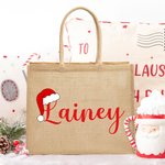 Sac en toile de jute réutilisable avec nom Cadeau d'anniversaire de Noël pour les enfants Amis