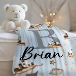 Couverture de sommeil personnalisée avec nom et initiale Cadeau d'anniversaire de naissance pour enfants