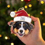 Personalisierte Weihnachtsmütze Hund Katze Haustier Gesicht Foto hölzernen Weihnachtsschmuck mit Namen Weihnachten Home Decor Geschenk für Tierliebhaber
