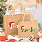 Sac en toile de jute réutilisable avec nom Cadeau d'anniversaire de Noël pour les enfants Amis