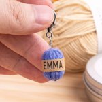 Personalized 5 Pieces Handmade Stitch Markers Mini Yarn Ball Charm Set with Name Crocheting Supplies Gift for Knitting Lovers