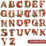 Personalizzato 3D effetto fiori di agrifoglio iniziale Tela Tote Bag con nome e manico in pelle Natale Compleanno regalo per gli amici della famiglia