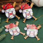 Personalized Santa Hat Baseball Christmas Ornament with Name Number Year Christmas Tree Decor for Baseball Lover