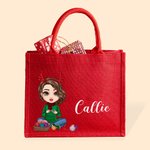 Sac écologique en jute avec personnage de dessin animé de Noël personnalisé Cadeau de Noël pour les amateurs de couture et de crochet