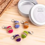 Personalized 5 Pieces Handmade Stitch Markers Mini Yarn Ball Charm Set with Name Crocheting Supplies Gift for Knitting Lovers