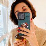 Personnalisé Nom Santa Hat Highland étui de téléphone à rabat en cuir de vache avec porte-cartes et blocage RFID Cadeau d'anniversaire et de Noël pour la famille et les amis