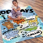 Personnalisé Véhicule de Construction Dinosaur Animal Dieu Dit Je Suis Couverture Douce avec Verset Biblique Décoration Maison Anniversaire Baptême Cadeau pour les Enfants