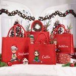 Sac écologique en jute avec personnage de dessin animé de Noël personnalisé Cadeau de Noël pour les amateurs de couture et de crochet