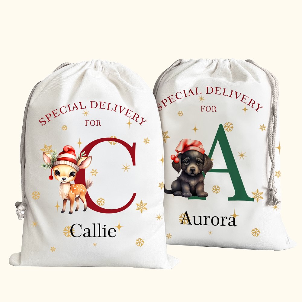 Sac en toile à cordon avec nom Cadeau de Noël pour les enfants