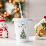 Personalized Reusable Christmas Tree Design 16oz Cup with Straw and Name Birthday Christmas Eve Box Gift for Kids