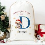 Gepersonaliseerde speciale levering kerst thema dier patroon koord Canvas Gift Bag met naam kerstcadeau voor Kid