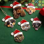 Personalisierte Weihnachtsmütze Hund Katze Haustier Gesicht Foto hölzernen Weihnachtsschmuck mit Namen Weihnachten Home Decor Geschenk für Tierliebhaber