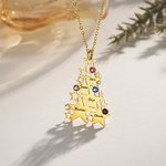 Personligt julgranshalsband med 1-5 födelsestenar och ingraverade namn Familjesmycken Julklapp för kvinnor