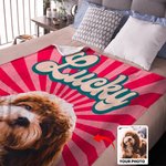 Couverture douce personnalisée avec nom et nom de famille pour chien, chat et animal de compagnie.