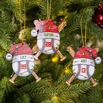Personalized Santa Hat Baseball Christmas Ornament with Name Number Year Christmas Tree Decor for Baseball Lover
