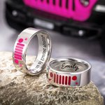 Personalizada Multicolor Jeep Parrilla Faros Patrón Anillo con texto grabado Aniversario Cumpleaños Regalo para los amantes de los propietarios de Jeep