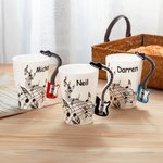 Personalised Funny Guitar Shape Handle Ceramic Mug with Name and Cover Birthday Gift for Guitar Player