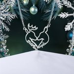 Personalized Heart-Shaped Reindeers Pendant Necklace with Double Names Dainty Jewelry Christmas Birthday Anniversary Gift for Couple Women