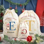 Gepersonaliseerde speciale levering kerst thema dier patroon koord Canvas Gift Bag met naam kerstcadeau voor Kid