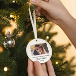 Personalized Double Sided Wedding Photo Ceramic Ornament with Name and Date Christmas Tree Decor Wedding Gift for Newlyweds