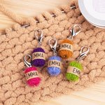 Personalized 5 Pieces Handmade Stitch Markers Mini Yarn Ball Charm Set with Name Crocheting Supplies Gift for Knitting Lovers