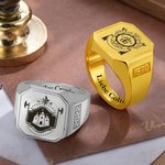 Personalisierter Wappen-Ring mit Familie Uni Logo und Text Gravur Geburtstag Vatertag Abschluss Siegelring Geschenk für Absolventen Herren Familie