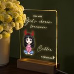 Personalized Bible Verse Cartoon LED Night Light with Wooden Base Nursery Home Decor Birthday Baptism Christmas Gift for Family Kids