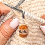 Personalized 5 Pieces Handmade Stitch Markers Mini Yarn Ball Charm Set with Name Crocheting Supplies Gift for Knitting Lovers