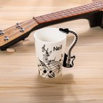 Personalised Funny Guitar Shape Handle Ceramic Mug with Name and Cover Birthday Gift for Guitar Player
