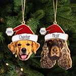 Personalisierte Weihnachtsmütze Hund Katze Haustier Gesicht Foto hölzernen Weihnachtsschmuck mit Namen Weihnachten Home Decor Geschenk für Tierliebhaber