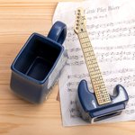 Personalised Funny Guitar Shape Handle Ceramic Mug with Name and Cover Birthday Gift for Guitar Player