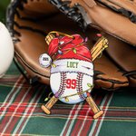 Personalized Santa Hat Baseball Christmas Ornament with Name Number Year Christmas Tree Decor for Baseball Lover