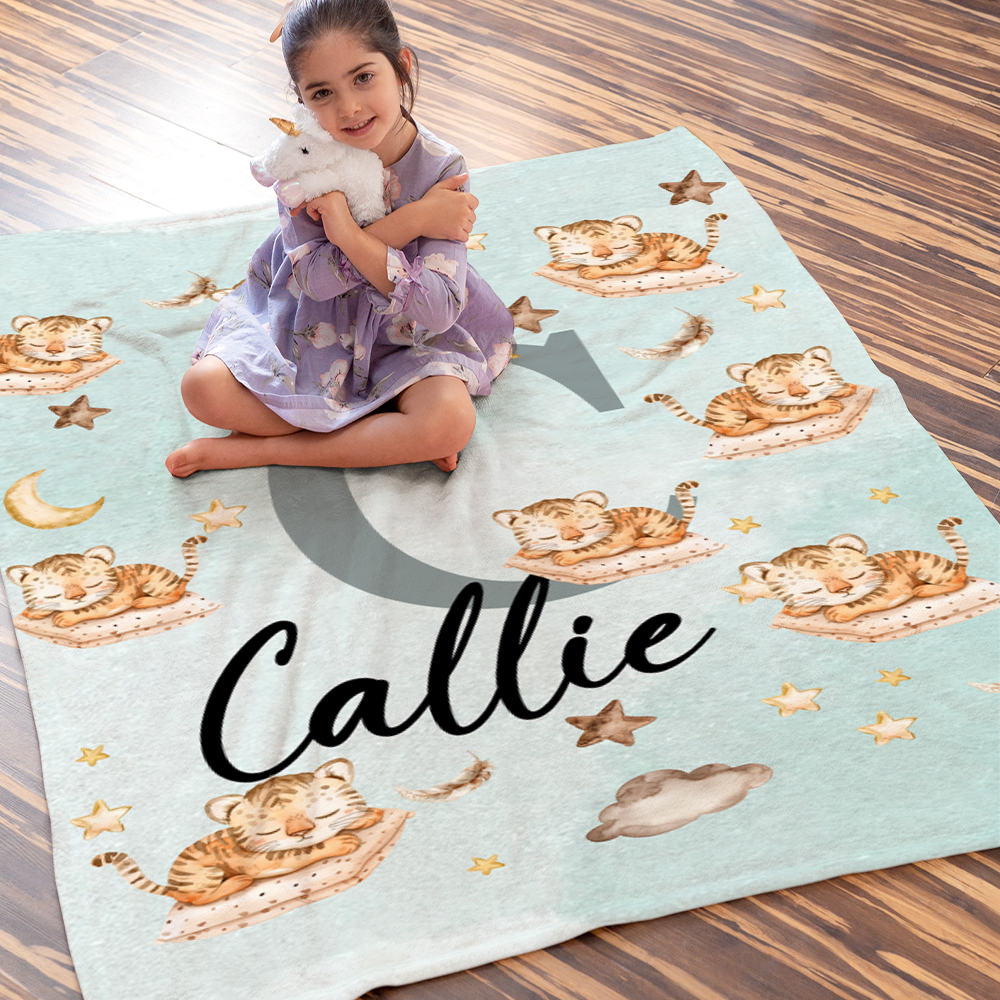 Couverture de sommeil personnalisée avec nom et initiale Cadeau d'anniversaire de naissance pour enfants