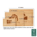 Personalisierte Familie Foto FSC Bambus graviert Charcuterie Schneidebrett mit Text und Saft Rille Housewarming Geschenk für Familie