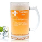 Personalised Funny Prescription Engraved Name 16oz Glass Whisky Beer Mug with Handle Slate Coaster Set Birthday Gift for Dad Grandpa Liquor Lover