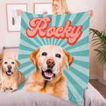 Couverture douce personnalisée avec nom et nom de famille pour chien, chat et animal de compagnie.